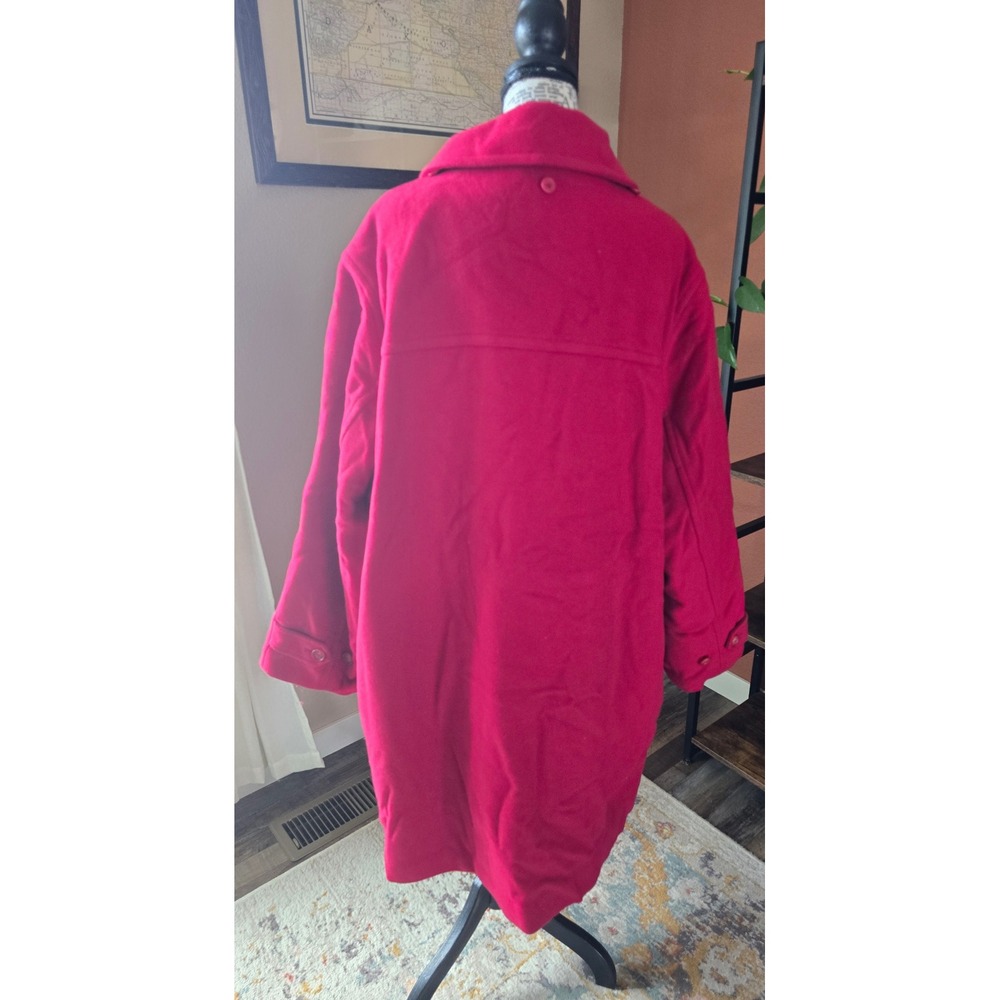 Vintage LL Bean Womens 3X Red Wool Blend Toggle Duffle Coat Jacket Preppy Classy - Picture 6 of 13